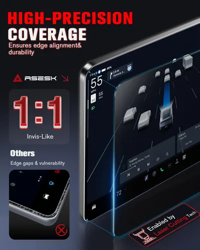 Vista 5 de Protector de pantalla brillante para Tesla Cybertruck – [más claro y suave] Accesorios de camioneta Cybertruck 2024 2025 – Vidrio templado 9H+