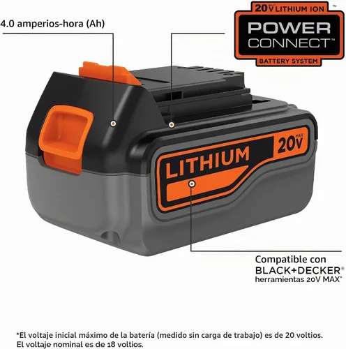 Vista 3 de Black & Decker LB2X4020-2 OPE Batería de litio, Pack de 2 unidades 20V