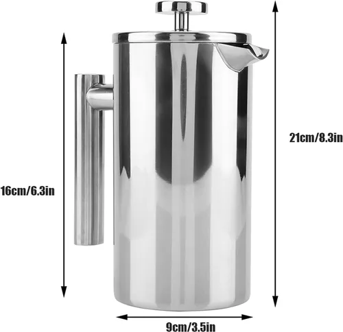 Vista 8 de ciciglow Cafetera de prensa francesa, acero inoxidable aislado 304 con filtro, prensa francesa de 27 onzas (27.1 fl oz) con doble pared para oficina