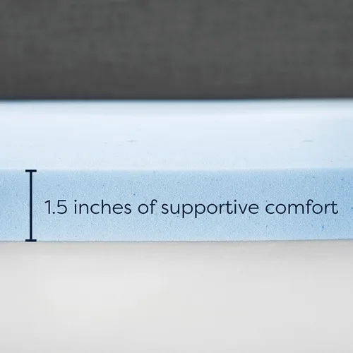 Vista 5 de Cubrecolchón de espuma viscoelástica de 3 pulgadas, con infusión de gel, diseño ventilado, espuma certificada CertiPUR-US, color azul