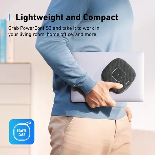 Vista 8 de Anker PowerConf S3 - Altavoz con 6 micrófonos, captación de voz mejorada, tiempo de llamada 24 horas, control de aplicaciones, Bluetooth 5, USB C