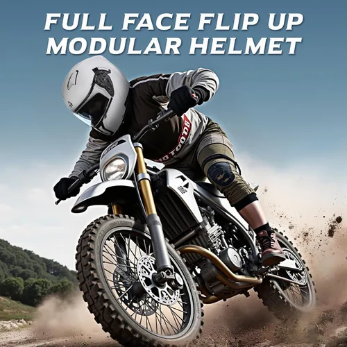 Vista 7 de TRIANGLE Cascos de motocicleta modulares para hombres con visera completa abatible, visera doble con protector solar interno, aprobado por DOT