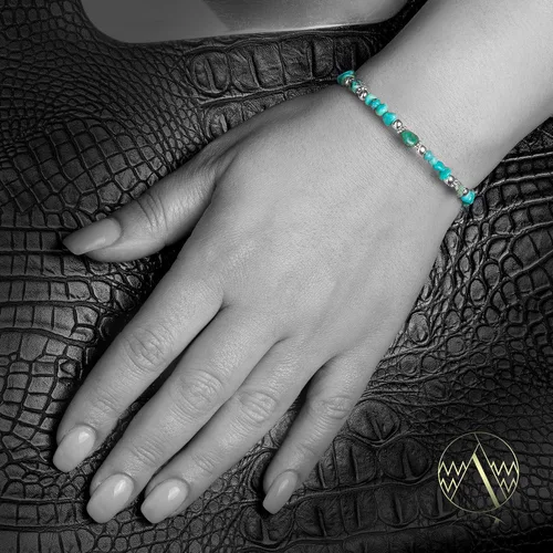 Vista 5 de Pulsera ajustable con certificado Navajo de color turquesa natural 12732-14, fabricada por Loma Siiva