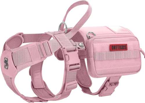 Vista 11 de OneTigris Arnés de Chaleco para Perro de Servicio, Capa para Perro de Servicio Arnés de Mochila para Perro Guardián con Bolsillos Bolsa de Sillín