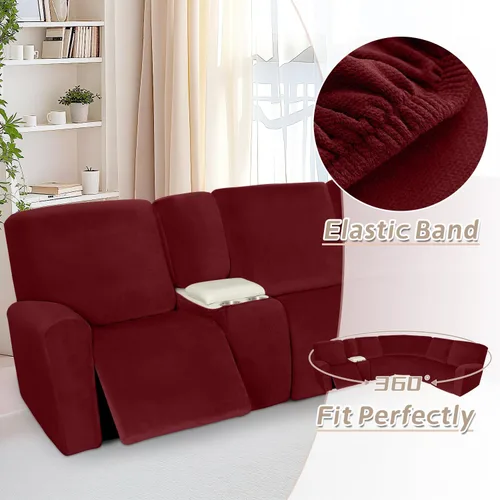 Vista 550 de Arfntevss Fundas de sofá seccional reclinable de terciopelo, Funda de sofá seccional de esquina para sofá reclinable, Funda elástica suave