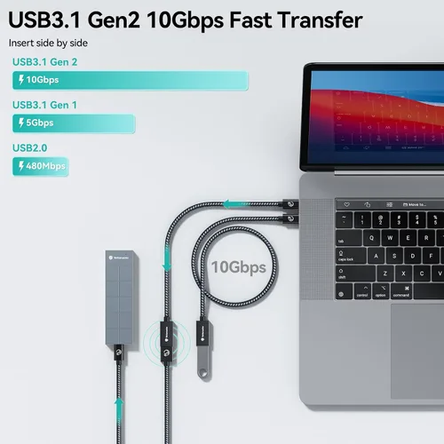 Vista 2 de Yottamaster Cable adaptador USB-C macho a USB-A hembra OTG - 10Gbps para teléfono, laptop, tableta e interruptor - 3.3 ft/3.3 pies