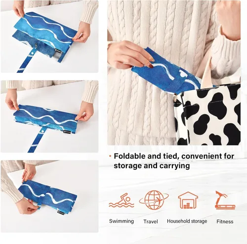 Vista 4 de Blue Wave Stripes - Juego de 3 cubos de embalaje de viaje para maletas, plegables, bolsa de ropa, almacenamiento de armario, ahorro de espacio