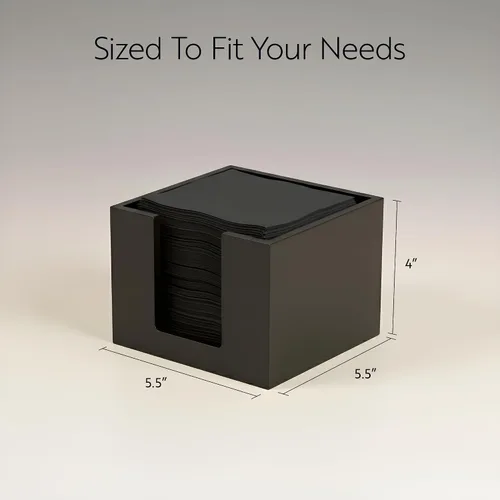 Vista 2 de Restaurantware Servilletero de cóctel de 5.5 x 4 pulgadas, 1 servilletero cuadrado plano – para bares, mesas de cocina o encimeras, resistente Negro