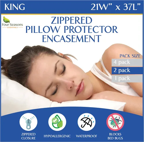 Vista 19 de Four Seasons Essentials Standard Pillow Protectors (Set of 2) – Zippered Waterproof Pillow Covers Hypoallergenic Dust Proof Pillowcase Encasement