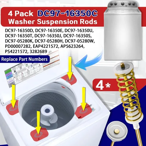 Vista 2 de WA41A3000AW/A4 WA422PRHDWR/AA WA44A3405AV/A4 WA44A3405AP/A4 Barra de suspensión de arandela, 25.6 pulgadas apta para Sam-Sung WA44A3405AW/A4