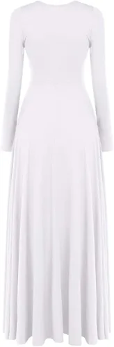 Vista 3 de Vestido de baile de alabanza litúrgica metálico bicolor para mujer, de manga larga, lírica, vestido de baile para iglesia, vestido de adoración