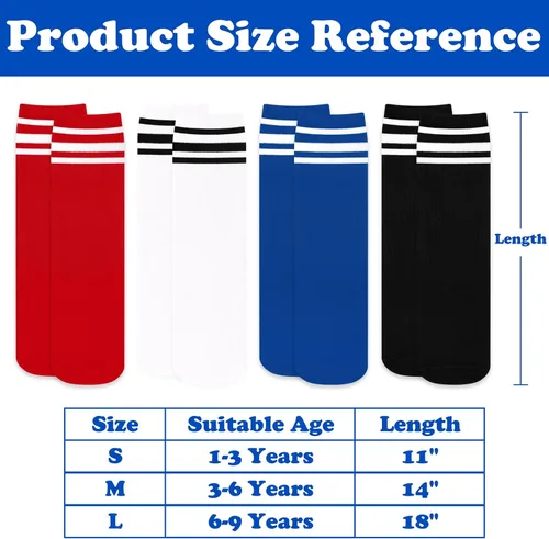 Vista 6 de 4 pares de calcetines de fútbol para niños pequeños, calcetines de fútbol para niñas, calcetines de fútbol para niños pequeños, calcetines de tubo