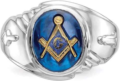 Vista 4 de Anillo masónico blanco de 14 quilates estilo Y4063, Metal, no conocido