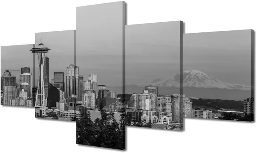 Vista 28 de Impresión fotográfica de paisajes oceánicos en blanco y negro, obra de arte en lienzo de paisaje marino, estirado y enmarcado, lienzo de ojo