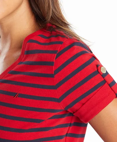 Vista 4 de Nautica Easy Comfort - Camiseta de algodón elástico con cuello en V para mujer