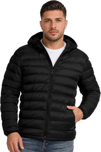 Vista 2 de Wantdo - Chaquetas de invierno ligeras para hombre, chaqueta puffer cálida, abrigo acolchado con capucha