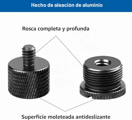 Vista 3 de Juego de adaptadores de soporte de micrófono, 8 adaptadores de rosca de micrófono, 5/8 hembra a 3/8 macho y 3/8 hembra a 5/8 macho, 5/8 hembra a 1/4