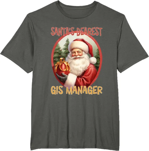 Vista 5 de GIS Manager Christmas Holiday Love Xmas T-Shirt Negro