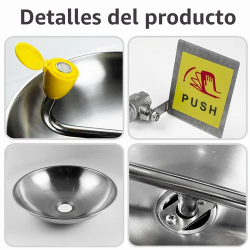 Vista 3 de Estación de lavado de ojos de montaje en pared de acero inoxidable 304 aprobada por OSHA