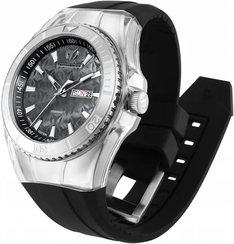 Vista 2 de TechnoMarine Reloj Cruise de cuarzo de acero inoxidable con correa de silicona, negro, 29 (Modelo TM-115372), Reloj de cuarzo