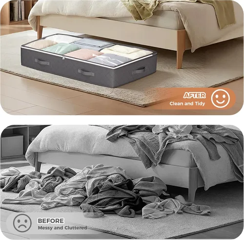 Vista 7 de Budding Joy - Contenedores de almacenamiento debajo de la cama de 90L, organizador de bolsas de almacenamiento debajo de la cama de gran capacidad