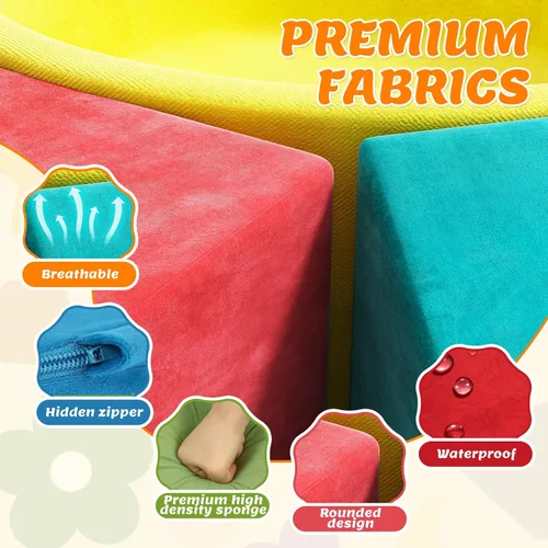 Vista 5 de Juego de bloques de escalada de espuma suave, juguetes de escalada para niños pequeños con pozo de bolas para jugar en interiores, escalador modular