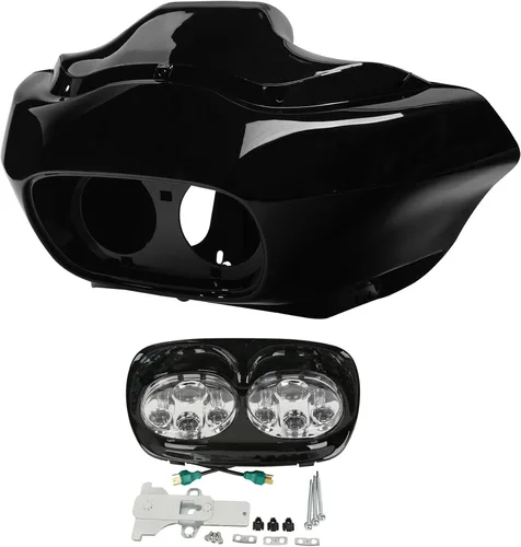 Vista 12 de XMT-MOTO Kit de carenado frontal superior exterior e interior para Harley Davidson Touring Road Glide FLTR 1993-2013 NEGRO BRILLANTE Brillo negro
