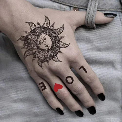 Vista 5 de 6 hojas de tatuajes temporales para hombres y mujeres, calavera, mariposa, cabeza de lobo, número de flecha, calcomanías de tatuaje para niños