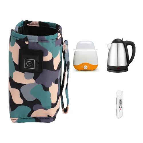 Vista 5 de Calentador portátil de biberones, bolsa calentadora de leche recargable por USB para fórmula de bebé, leche materna, temperatura constante universal