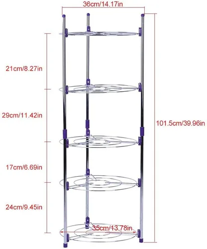 Vista 5 de Organizador de ollas, organizador de ollas y sartenes de 5 niveles para organización y almacenamiento de cocina, soportes ajustables para tapas