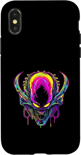 Vista 5 de iPhone 16 Retro Funny streetwear Synthwave 80s 90s spacezilla alien Case