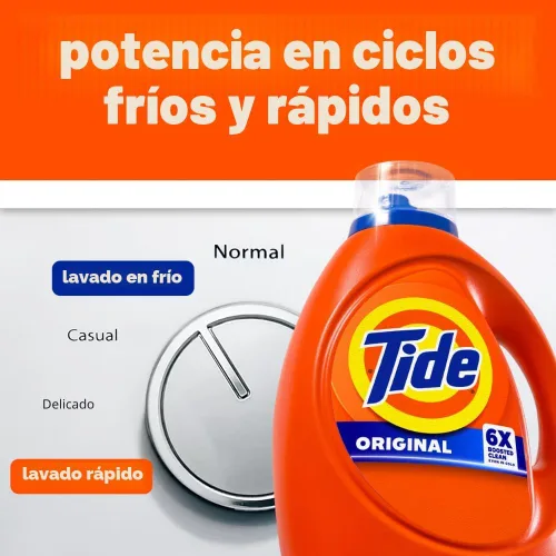 Vista 9 de Tide Jabón líquido, detergente para ropa, alta eficiencia, aroma original, 64 cargas