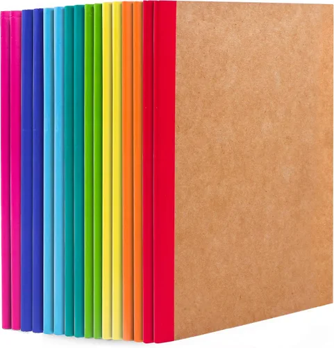 Vista 11 de feela Paquete de 16 cuadernos de composición a granel, con cubierta de papel kraft con rayas universitarias, diarios de viaje con espinas arcoíris