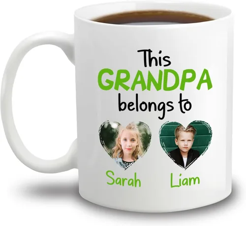 Vista 12 de Tazas con fotos personalizadas para abuelo, regalo para el mejor abuelo del mundo, taza de café personalizada para abuelo, taza para abuelos