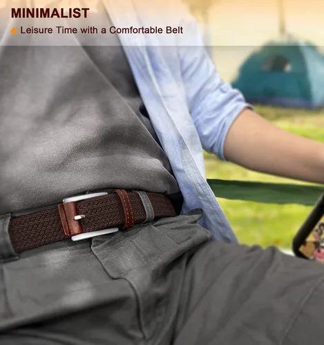 Vista 8 de BULLIANT Cinturón para hombre, paquete de 2 unidades, elástico trenzado para hombre, para golf, caza, pantalones de mezclilla, 1 38 pulgadas