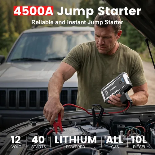 Vista 2 de BOOKOO Arrancador portátil del salto de la batería del coche 4500A 12V para Negro - plata