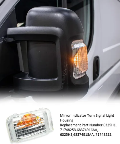 Vista 5 de Indicador de espejo lateral izquierdo para conductor, carcasa de luz de señal de giro Compatible con ProMaster 1500 2500 3500 2014-2021