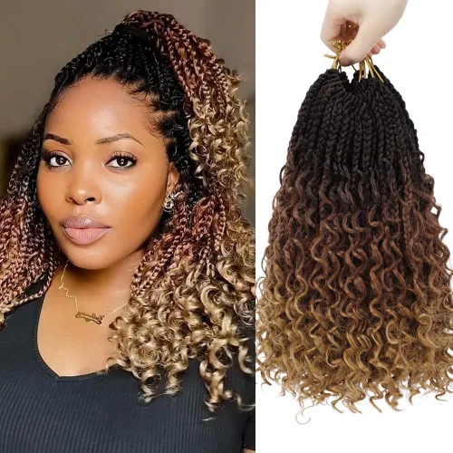 Vista 27 de Goddess Box Braids 1B3330 - Trenzas de ganchillo bohemias de 10 pulgadas para mujeres negras, paquete de 7 paquetes de trenzas bohemias preenlazadas