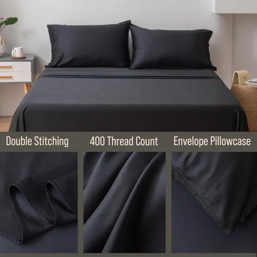 Vista 3 de Bella Coterie - Juego de fundas de almohada de bambú de lujo de tamaño estándar, 100% viscosa de bambú cultivada orgánicamente, ultra suave