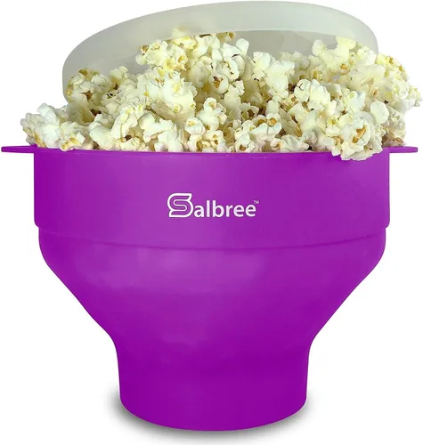Vista 23 de La máquina original de palomitas de maíz Salbree plegable de silicona para microondas, recipiente microondas con capacidad para 16 tazas, utiliza