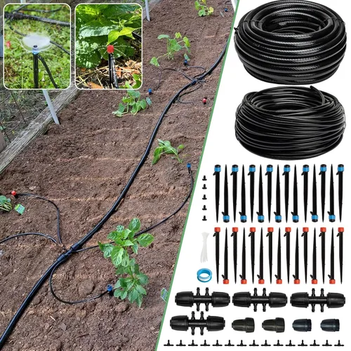 Vista 10 de Tubo de riego por goteo de 50 pies y 1/2 pulgada, tubo de manguera de goteo principal para sistema de riego de jardines