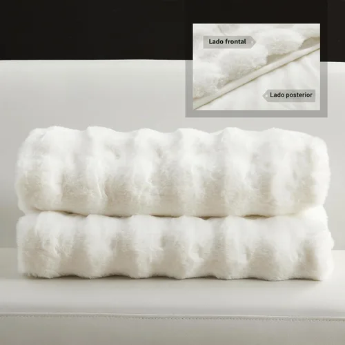 Vista 9 de SAPHREAS Manta de piel sintética para sofá, manta mullida de burbujas para sofá, cama, sala de estar, decoración, regalo suave y acogedor