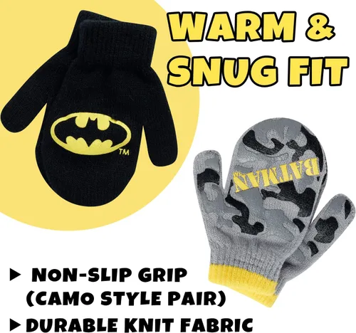 Vista 26 de DC Comics Conjunto de 2 pares de guantes o manoplas de invierno de Batman para niños (niños pequeños)
