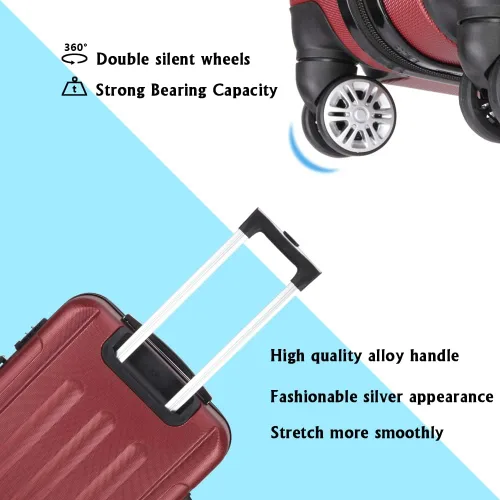 Vista 30 de Juego de equipaje de 3 piezas – Maletas con ruedas giratorias multidireccionales – Bolsa de viaje Maleta ABS con bloqueo TSA – Maletas de carcasa