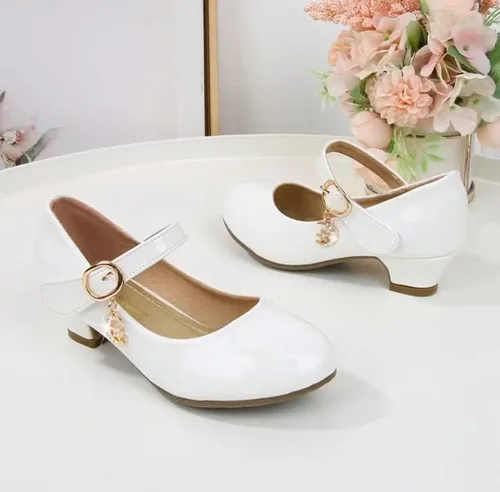 Vista 5 de Zapatos brillantes Mary Jane para niña, tacón bajo, princesa, flores, boda, fiesta de cumpleaños, zapatos planos