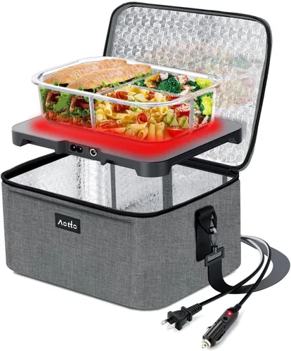 Vista 12 de Aotto Horno Portátil, Lonchera Eléctrica Calentador de Alimentos - 12V/24V/110V 3 en 1 Calentador de Alimentos para Coche - Mini Microondas Personal