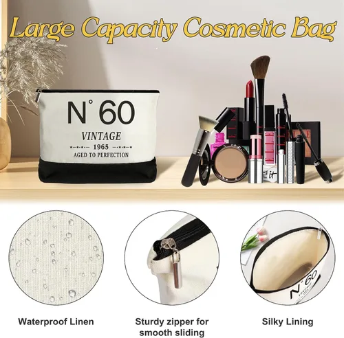Vista 3 de YeohJoy Regalos de 60 cumpleaños para mujeres, bolsa de lona para viaje, regalos únicos de 60 años para su esposa, hermana, mamá, tía, amigas, bolso