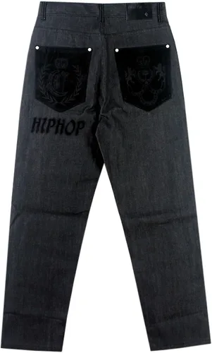 Vista 5 de Y2K Jeans - Pantalones de mezclilla para hombre, estilo hip hop, estilo vintage, bordados, estilo gótico, recto, holgados, pierna ancha