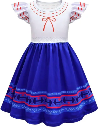 Vista 2 de Disfraz de Luisa para niñas, vestido de Luisa de manga corta con bolsa, trajes de cosplay de Halloween