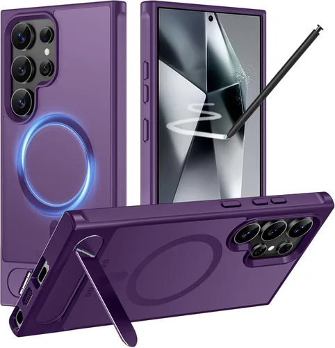Vista 77 de Hualele - Funda magnética para Samsung Galaxy S24 Plus/S25 Plus con soporte de metal, [compatible con MagSafe]